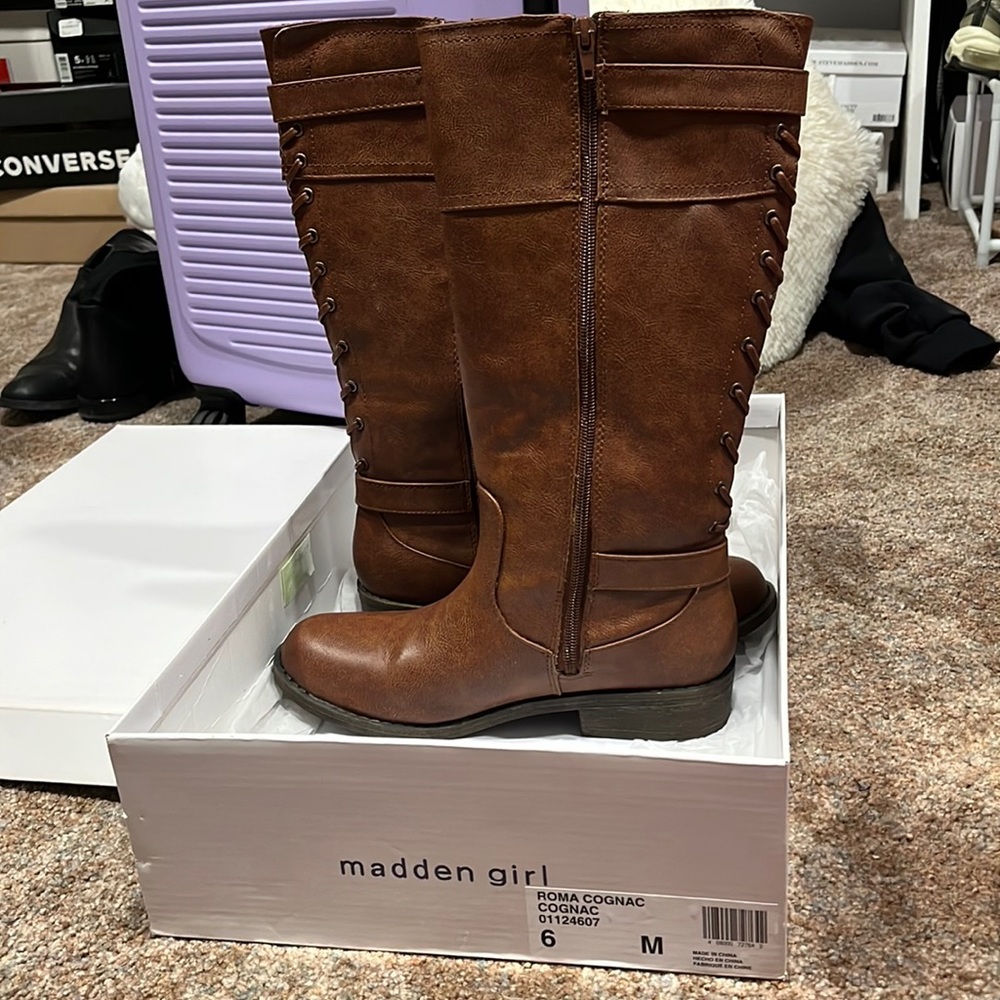 Madden Girl Cognac Roma Boots Women size 6